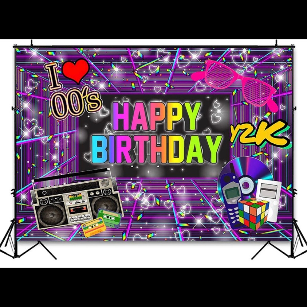 Y2K birthday backdrop